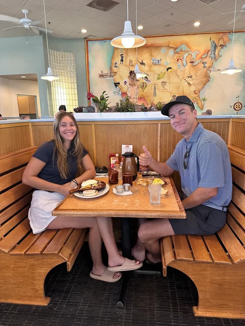 Couple enjoying brunch at U.S. Egg