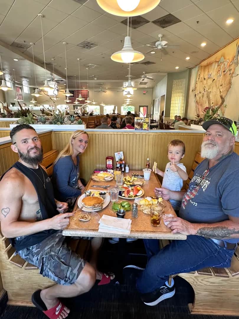 Family sharing breakfast together