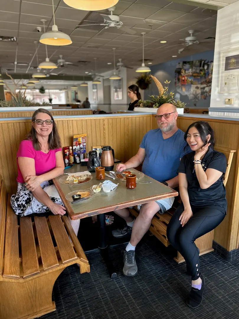 Satisfied customers enjoying their meal