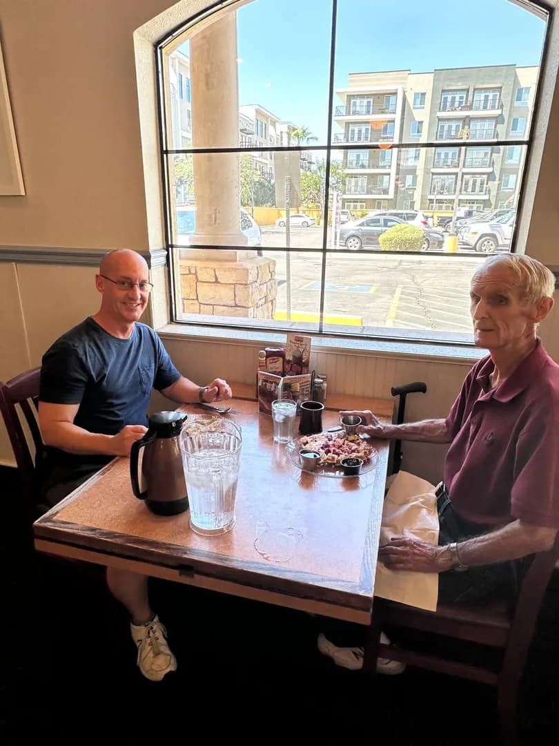 Multi-generational family dining together