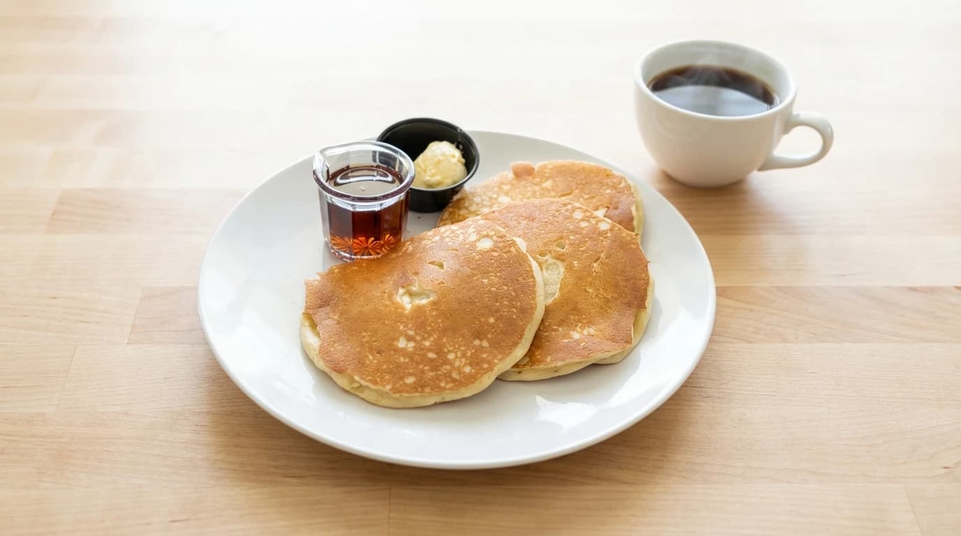 Jr. / Sr. Pancakes - Three smaller sized buttermilk pancakes with syrup. Upgrade to Protein Pancakes +$2.29 - U.S. Egg Breakfast & Lunch menu item