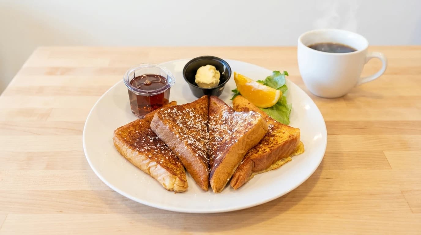 Jr. / Sr. French Toast - Topped with powdered sugar & cinnamon. - U.S. Egg Breakfast & Lunch menu item