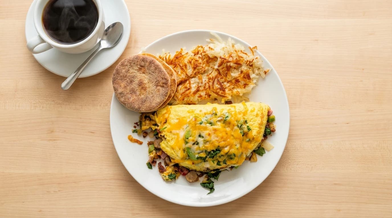 Have it your way! Cheese Omelette - Start with a fluffy cheese omelette and build your perfect creation! - U.S. Egg Breakfast & Lunch menu item (vegetarian)